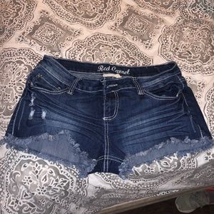 Red camel blue jeans shorts